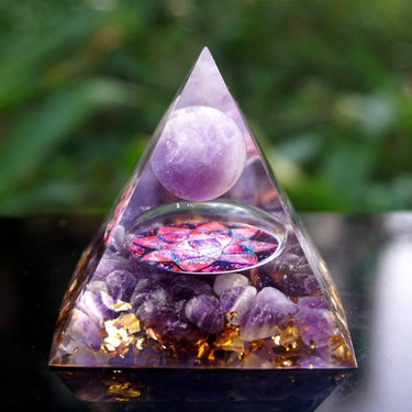 #9-Handmade Amethyst Crystal Sphere 'PURIFYING' ORGONITE Pyramid